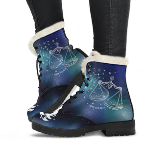 Libra Horoscope Zodiac Star Sign Faux Fur Leather Boots Christmas Birthday Gift