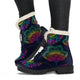 Colorful Flower Faux Fur Lined Women's Vegan-Friendly Leather Men's Boots