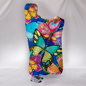 Colorful Butterflies Butterfly Hooded Blanket