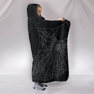 Spiderweb Cozy Warm Hooded Sherpa And Microfiber Blanket With Hood