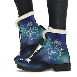 Aries Horoscope Zodiac Star Sign Faux Fur Leather Boots Christmas Birthday Gift