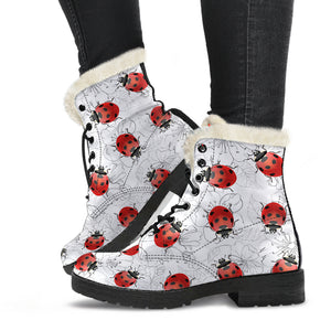 Ladybug Women's Faux Fur Leather Boots