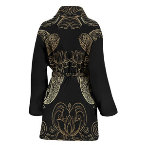 Premium Women's Golden Sea Turtle Bath Robe Housecoat Wrapper for Birthday Christmas Gift