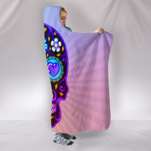 Sugar Skull Lover Hooded Sherpa And Microfiber Blanket With Hood