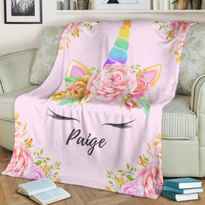 Personalized Unicorn Premium Blanket - Paige