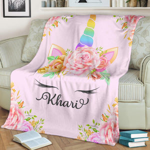 Personalized Unicorn Premium Blanket - Khari