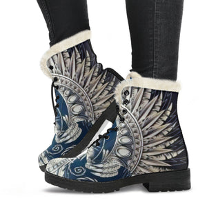 White Phoenix Rising Womens Booties Vegan-Friendly Leather Woman Boots