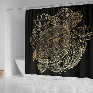 One Golden Turtle Shower Curtain