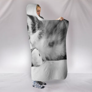 Simply Cat Lovers Plush Lined Wearable Sherpa Hooded Blanket