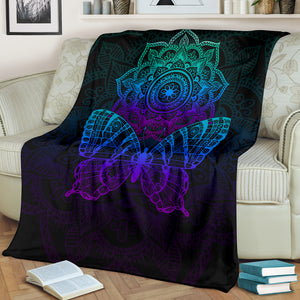 Butterfly Mandala Colorful Cozy Blanket