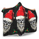 Evil Christmas Skull Santa Hooded Sherpa And Microfiber Blanket With Hood