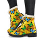 Sunflowers & Butterflies Faux Fur Leather Boots