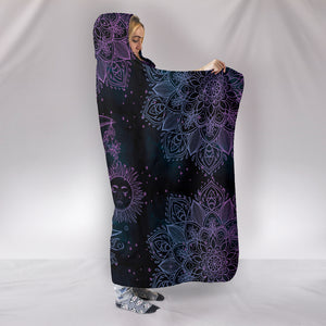 Purple Sun and Moon - Cozy Warm Hooded Blanket