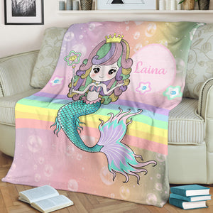 Personalized Mermaid Premium Blanket - Laina