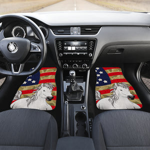 White Horse USA Flag - Universal Front Car Mats Gift (Set Of 2)
