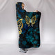 Butterfly on Blue Damask Cozy Warm Hooded Sherpa And Microfiber Blanket With Hood