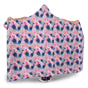 Watercolour Floral on Blue - Hooded Blankets