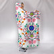 Floral Beadwork Four Clans White Hooded Blanket