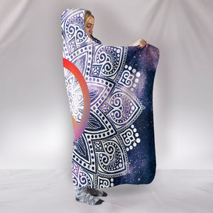 Mandala Peace Warm Hooded Sherpa And Microfiber Blanket With Hood