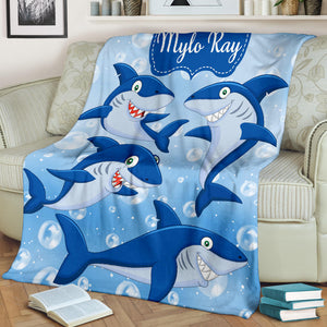 Personalized Shark Premium Blanket - Mylo Ray