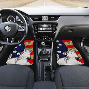 White Horse USA Flag - Universal Front and Back Car Mats Gift (Set of 2 or 4)