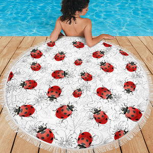 Ladybugs & Flowers Beach Blanket