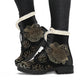 Sea Turtle & Lotus Faux Fur Leather Boots