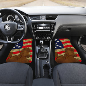 Brown Horse USA Flag - Front and Back Car Mats Gift (Set Of 2)