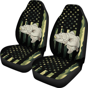 Fishing Camouflage - Set of 2 Universal Front Car Seat Covers Protection