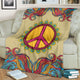 Yellow Hippie Peace Blanket Cozy Camping Picnic Portable Outdoor Blanket