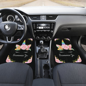 Sammie Jo - Personalized Unicorn Front And Back Car Mats (Set Of 4)