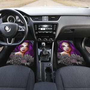 Sugar Skull Flowers Purple - Universal Front Car Mats Gift (Set Of 2)