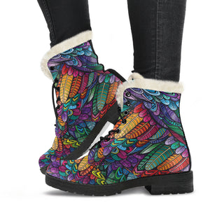 Boho Feather Handcrafted Women's Vegan-Friendly Leather Boots