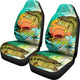 Fishing on Boat - Set of 2 Universal Front Car Seat Covers Protection Decoration