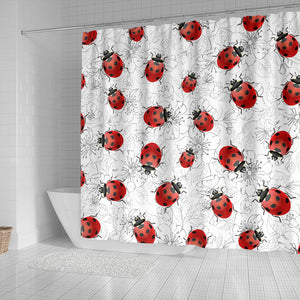 Ladybugs & Flowers Shower Curtain