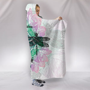 Bright Colored Lotus Dragonfly Hooded Blanket