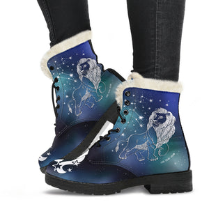 Leo Horoscope Zodiac Star Sign Faux Fur Leather Boots Christmas Birthday Gift