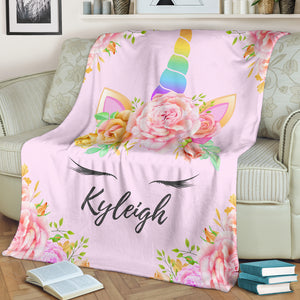 Kyleigh Personalized Premium Unicorn Blanket