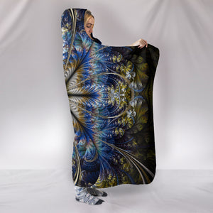 Fractal Mandala Warm Cozy Hooded Sherpa And Microfiber Blanket With Hood