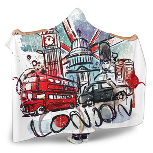 London Hooded Hooded Sherpa And Microfiber Blanket With Hood