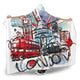 London Hooded Hooded Sherpa And Microfiber Blanket With Hood