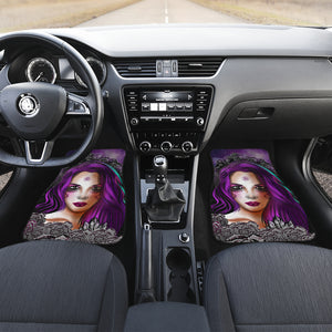 Sugar Skull Flowers Purple - Universal Front Car Mats Gift (Set of 2 or 4)