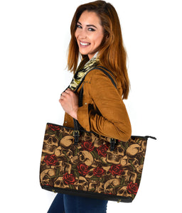 Sugar Skull Big Leather Tote Bag Christmas Birthday Gift