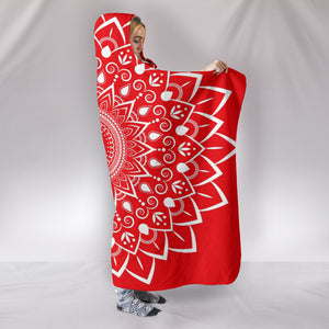 Red Mandala Sherpa Hooded Blanket