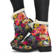 Secret Garden Floral Faux Fur Womens Booties Vegan-Friendly Leather Woman Boots