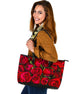 Roses Flowers Large Leather Tote