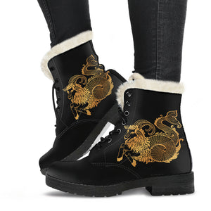 Capricorn Zodiac Faux Fur Leather Boots - Freedom Look