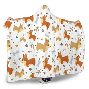 Cute Corgi Dogs Hooded Blanket for Lovers of Corgis