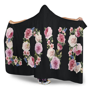 Floral Love (Black) - Hooded Blankets