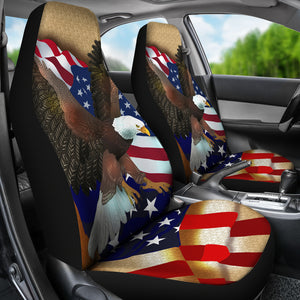 USA Flag Eagle Bird - Universal Front Car Seat Covers Protection Set of 2